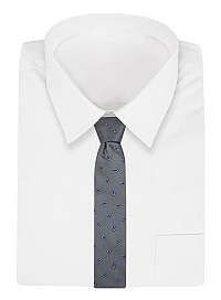 Sivá pánska kravata so vzorom lístia