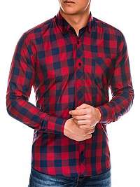 Štýlová červeno-granátová kockovaná košeľa K282