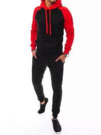 Štýlová čierna tepláková súprava s červeným kontrastom