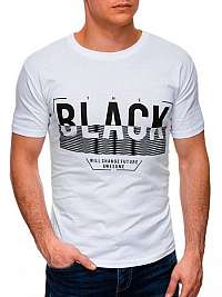 Štýlové biele tričko s potlačou Black S1402