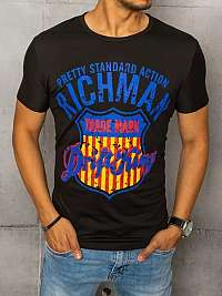 Štýlové čierne tričko s potlačou Richman