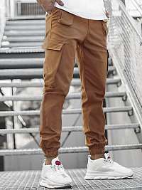 Štýlové jogger nohavice v hnedej farbe MACH12