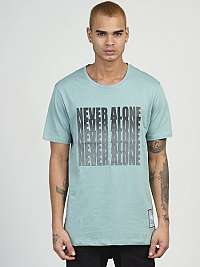 Štýlové mätové tričko s potlačou Never Alone MR/21513