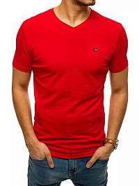 Štýlové tričko v červenej farbe s V-výstrihom