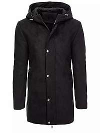 Štýlový čierny kabát s kapucňou