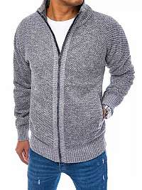 Svetlošedý zateplený sveter na zips