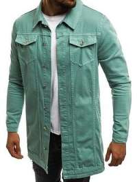Tmavo-zelená predĺžená jeansová bunda OT/2038K/4 - XL
