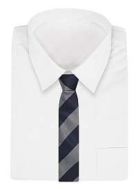 Tmavomodrá kravata s hrubými šedými pruhmi