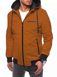 Trendová bunda s kapucňou v kamelovej farbe