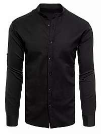 Trendová čierna košeľa so stojačikom