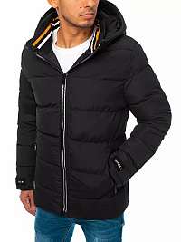 Trendová čierna zimná bunda s kapucňou