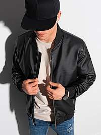 Trendová koženková bunda v čiernej farbe C484