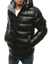 Trendová prešívaná bunda s kapucňou v čiernej farbe