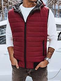 Trendová vesta s kapucňou v bordovej farbe