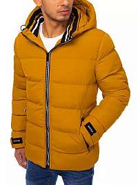 Trendová žltá zimná bunda s kapucňou