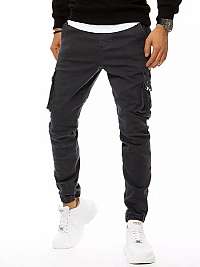 Trendové kapsáčové nohavice v tmavo šedej farbe