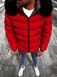 Trendy červená zimná bunda s kožušinou JS/M8106