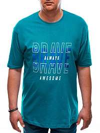 Tyrkysové Plus Size tričko s potlačou Brave S1613