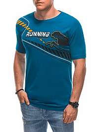 Tyrkysové tričko s potlačou Running S1800