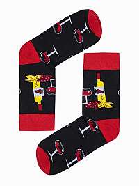 Veselé čierne pánske ponožky Víno U113