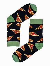 Veselé čierne ponožky Pizza U191