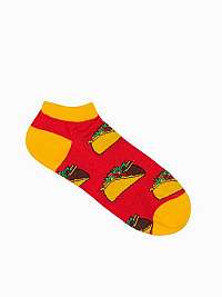 Veselé členkové ponožky v červenej farbe U129