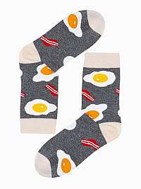 Veselé šedé ponožky Breakfast U194