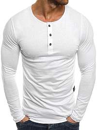 Všedné biele tričko s dlhým rukávom ATHLETIC 1114