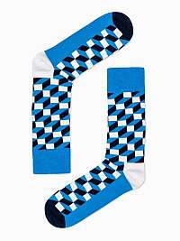 Vzorované nebesky modré ponožky U84