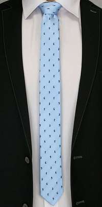 Zaujímavá vzorovaná modrá kravata