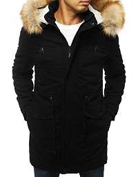 Zimná čierna bunda s kapucňou