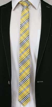 Žltá károvaná pánska kravata