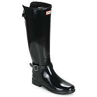 Hunter  Čižmy do dažďa REFINED BACK ADJUSTABLE TALL W/ ANKLE STRAP GLOSS  Čierna