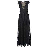 Lauren Ralph Lauren  Dlhé šaty CAP SLEEVE LACE EVENING DRESS  Čierna