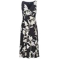 Lauren Ralph Lauren  Dlhé šaty FLORAL SURPLICE MIDI DRESS  Čierna