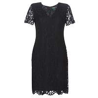 Lauren Ralph Lauren  Krátke šaty SCALLOPED LACE DRESS  Čierna