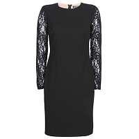 Lauren Ralph Lauren  LACE PANEL JERSEY DRESS  Čierna