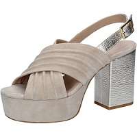 Le Marine  sandali beige camoscio platino pelle BZ491  Béžová