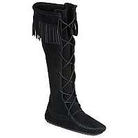 Minnetonka  Čižmy do mesta FRONT LACE HARDSOLE KNEE HI BOOT  Čierna