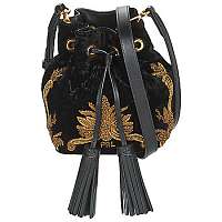 Polo Ralph Lauren  Tašky cez rameno VELVET W BULLION SM DRAWSTRNG  Čierna