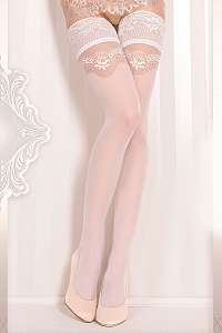 Ballerina Luxusné samodržiace pančuchy Wedding2 biela L/XL