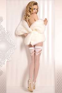 Ballerina Luxusné samodržiace pančuchy Wedding5 biela S/M