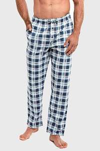 Cornette Modré kockované pyžamové nohavice modrá L