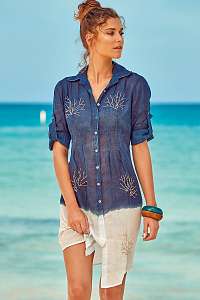 David Beachwear Plážové košeľové šaty Madeira modro-biela L