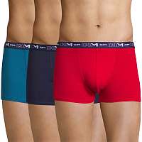DIM 3 pack pánskych boxeriek DIM Cotton Stretch červeno-modré farebná XL
