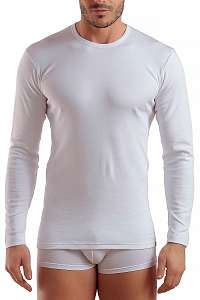 Enrico Coveri Pánske tričko s dlhým rukávom E.Coveri 1204 biele biela L
