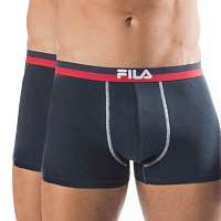 Fila 2 pack tmavomodrých boxeriek s červeno-modrou gumou FILA modrá L
