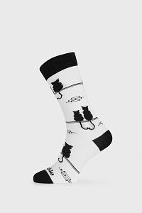 Fusakle Ponožky Fusakle Kocúr a mačka biela-38