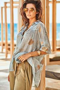 Iconique Plážové košeľové šaty Mara modrá M