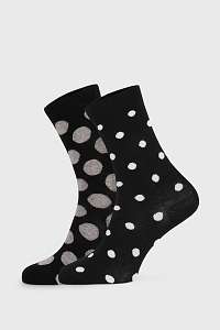 John Frank 2 PACK čiernych dámskych ponožiek Long čierno-biela-40